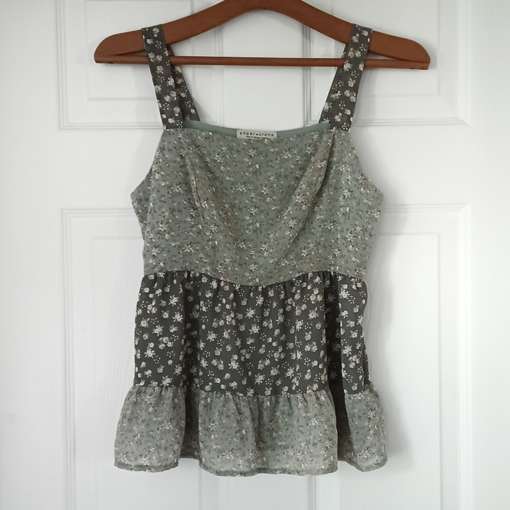 Anthropologie paper crane sheer tank top